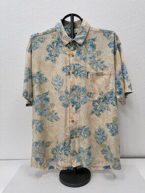 Local Motion Hawaii Aloha Shirt Mens Large Blue Floral Hawaiian Camp